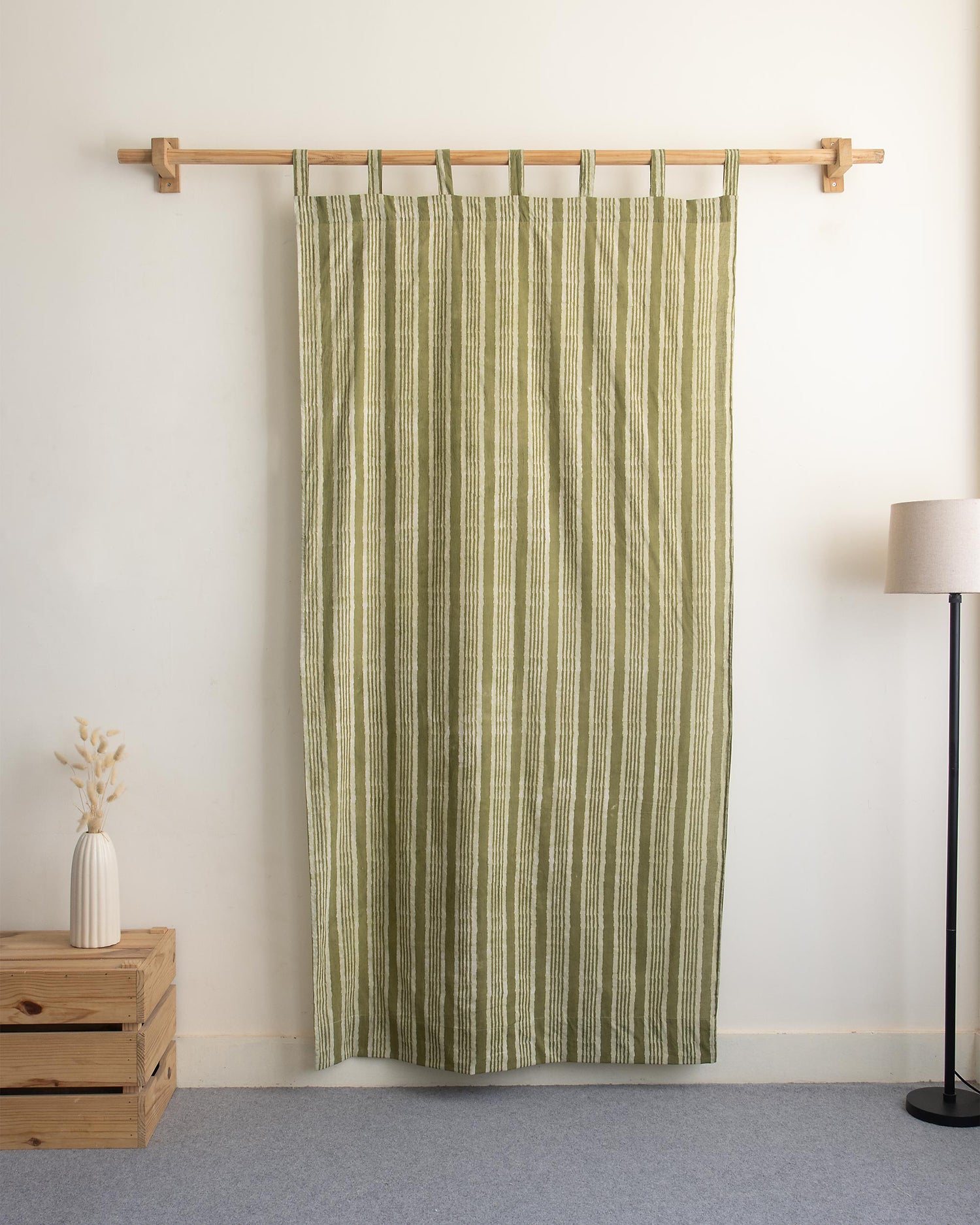 Striped Block Printed Short Window Curtains in India