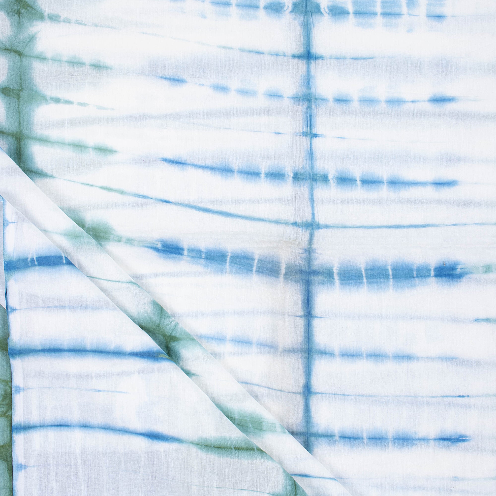 Striped Blue Cotton Tie Dye Shibori Fabric