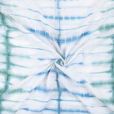 Striped Blue Cotton Tie Dye Shibori Fabric
