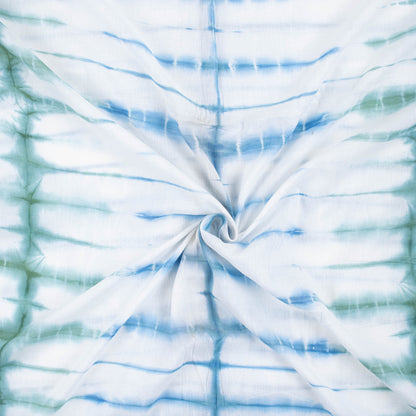 Striped Blue Cotton Tie Dye Shibori Fabric