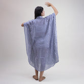 Striped Cotton Blue Kaftan Dress For Ladies