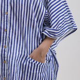Striped Cotton Blue Kaftan Dress For Ladies