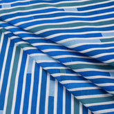 Striped Hand Blocked Jaipuri Print Blue Cotton Indian Fabric