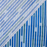 Striped Hand Blocked Jaipuri Print Blue Cotton Indian Fabric