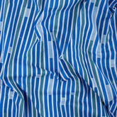 Striped Hand Blocked Jaipuri Print Blue Cotton Indian Fabric
