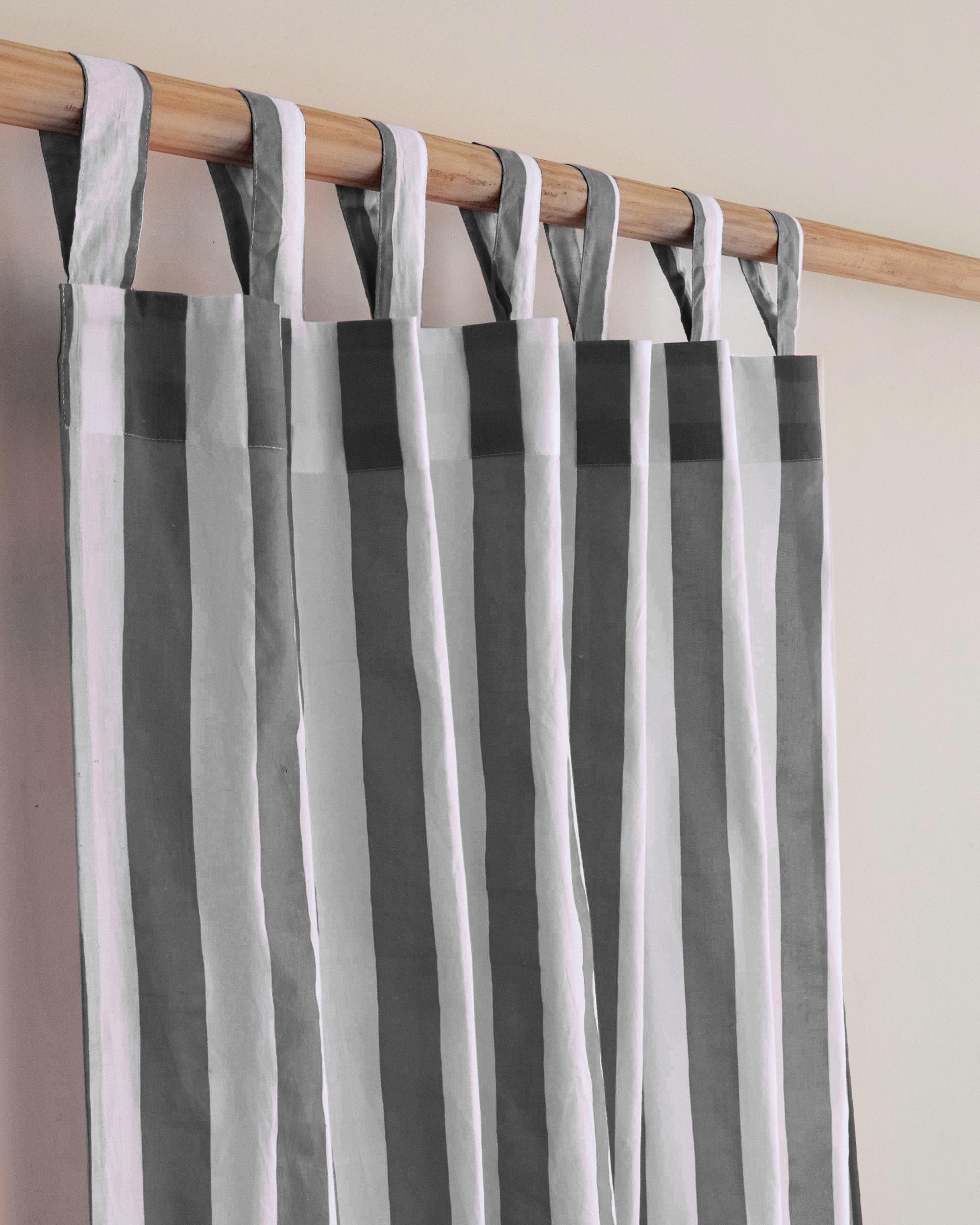 Striped Organic Cotton Block Print Curtains