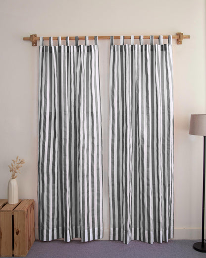 Striped Organic Cotton Block Print Curtains
