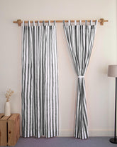 Striped Organic Cotton Block Print Curtains