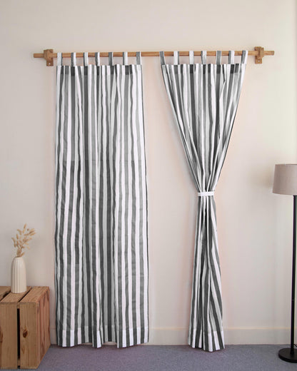 Striped Organic Cotton Block Print Curtains