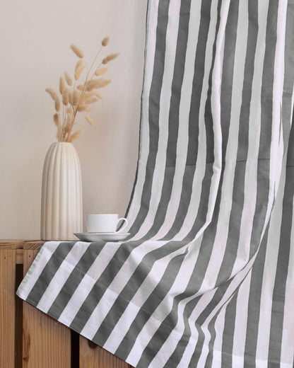 Striped Organic Cotton Block Print Curtains
