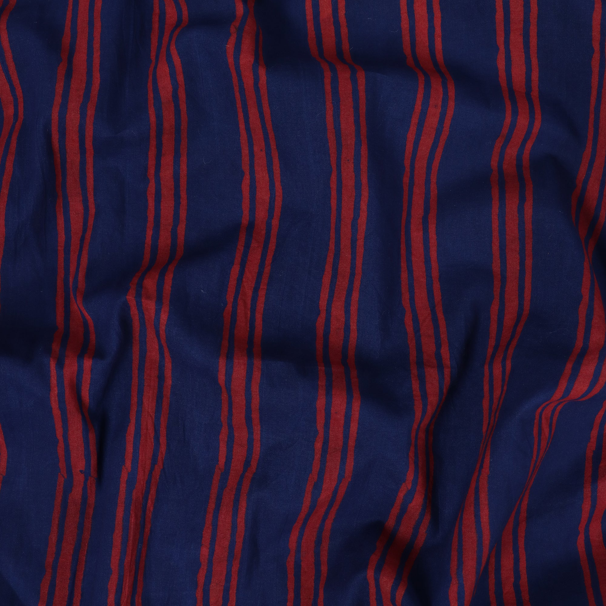 Stripes Hand Block Printed Cotton Dabu Fabric 