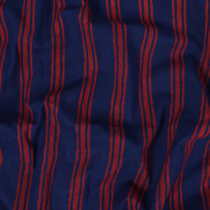 Stripes Hand Block Printed Cotton Dabu Fabric 