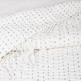 Stunnign White Pure Cotton Kantha Quilt Blanket