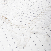 Stunnign White Pure Cotton Kantha Quilt Blanket