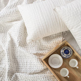 Stunnign White Pure Cotton Kantha Quilt Blanket