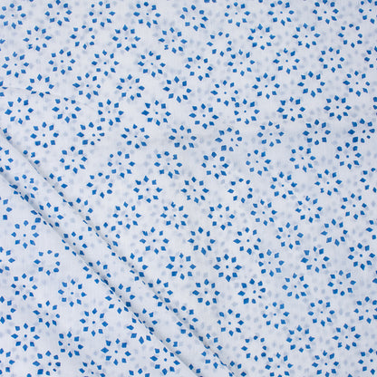 Stunning Blue Floral Hand Block Printed Cotton Fabric