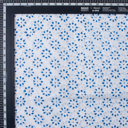Stunning Blue Floral Hand Block Printed Cotton Fabric