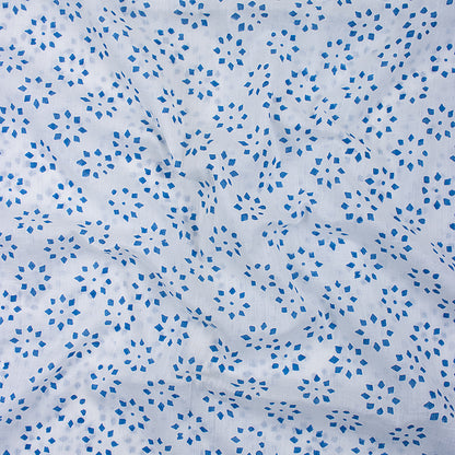 Stunning Blue Floral Hand Block Printed Cotton Fabric