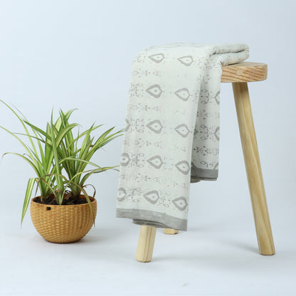 Stylish Gray Leaf Kashish Hand Block Print Fabric