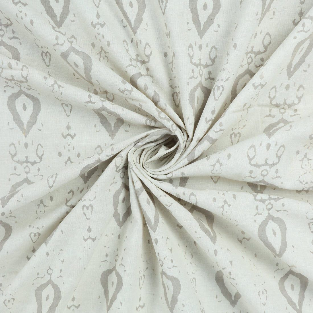 Stylish Gray Leaf Kashish Hand Block Print Fabric