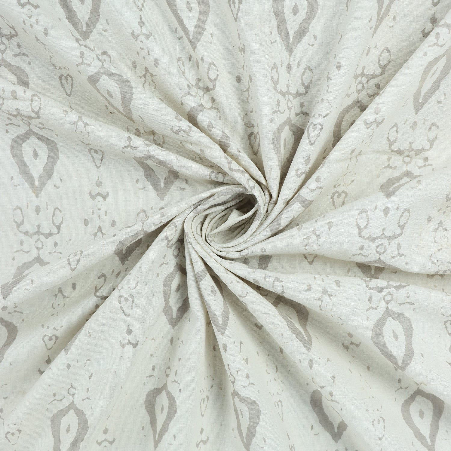 Stylish Gray Leaf Kashish Hand Block Print Fabric