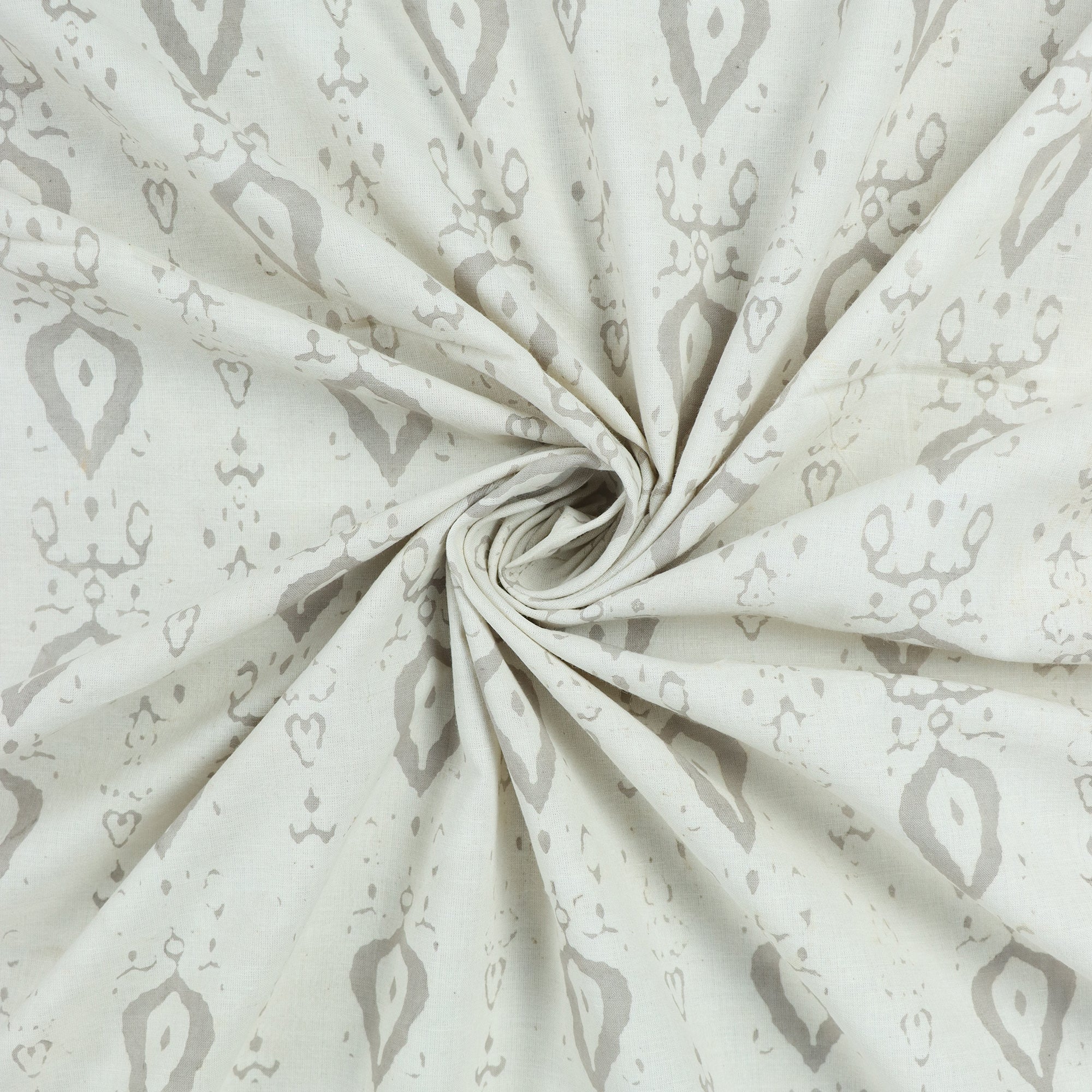 Stylish Gray Leaf Kashish Hand Block Print Fabric