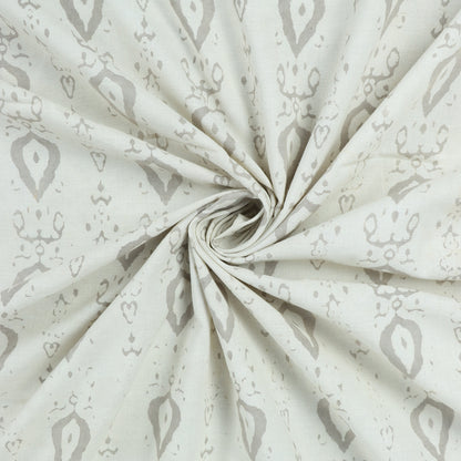 Stylish Gray Leaf Kashish Hand Block Print Fabric