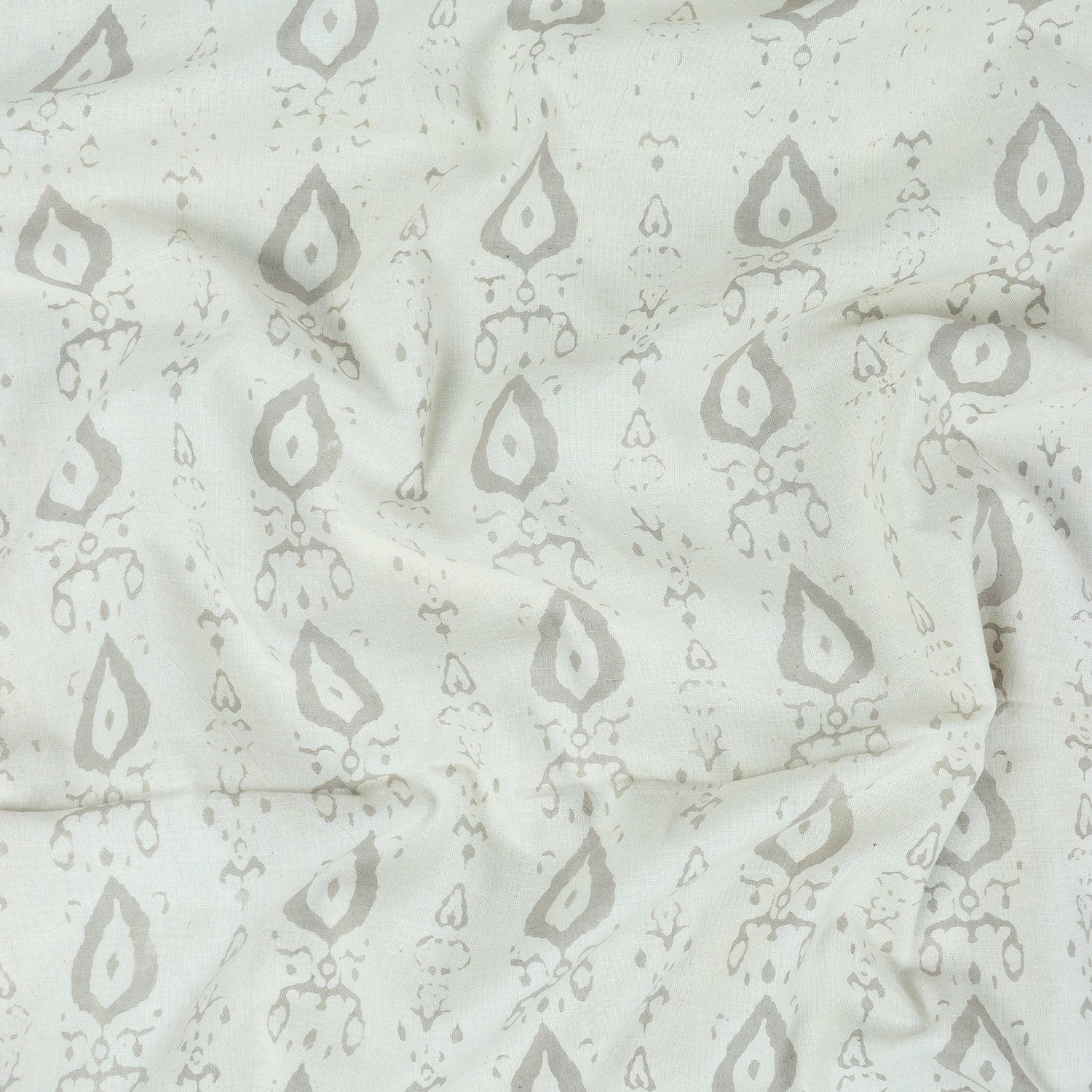 Stylish Gray Leaf Kashish Hand Block Print Fabric