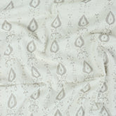 Stylish Gray Leaf Kashish Hand Block Print Fabric