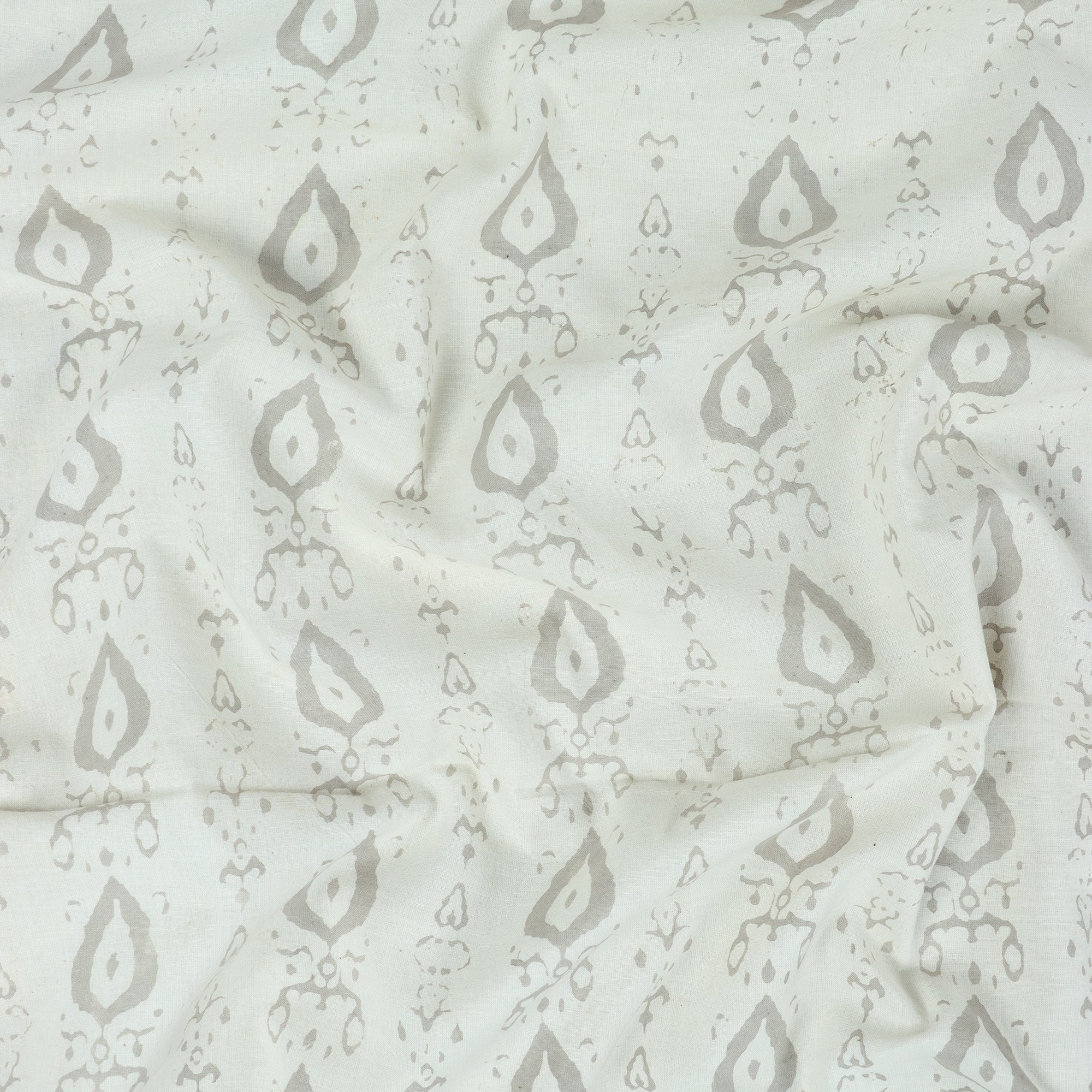 Stylish Gray Leaf Kashish Hand Block Print Fabric