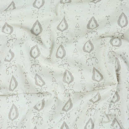 Stylish Gray Leaf Kashish Hand Block Print Fabric