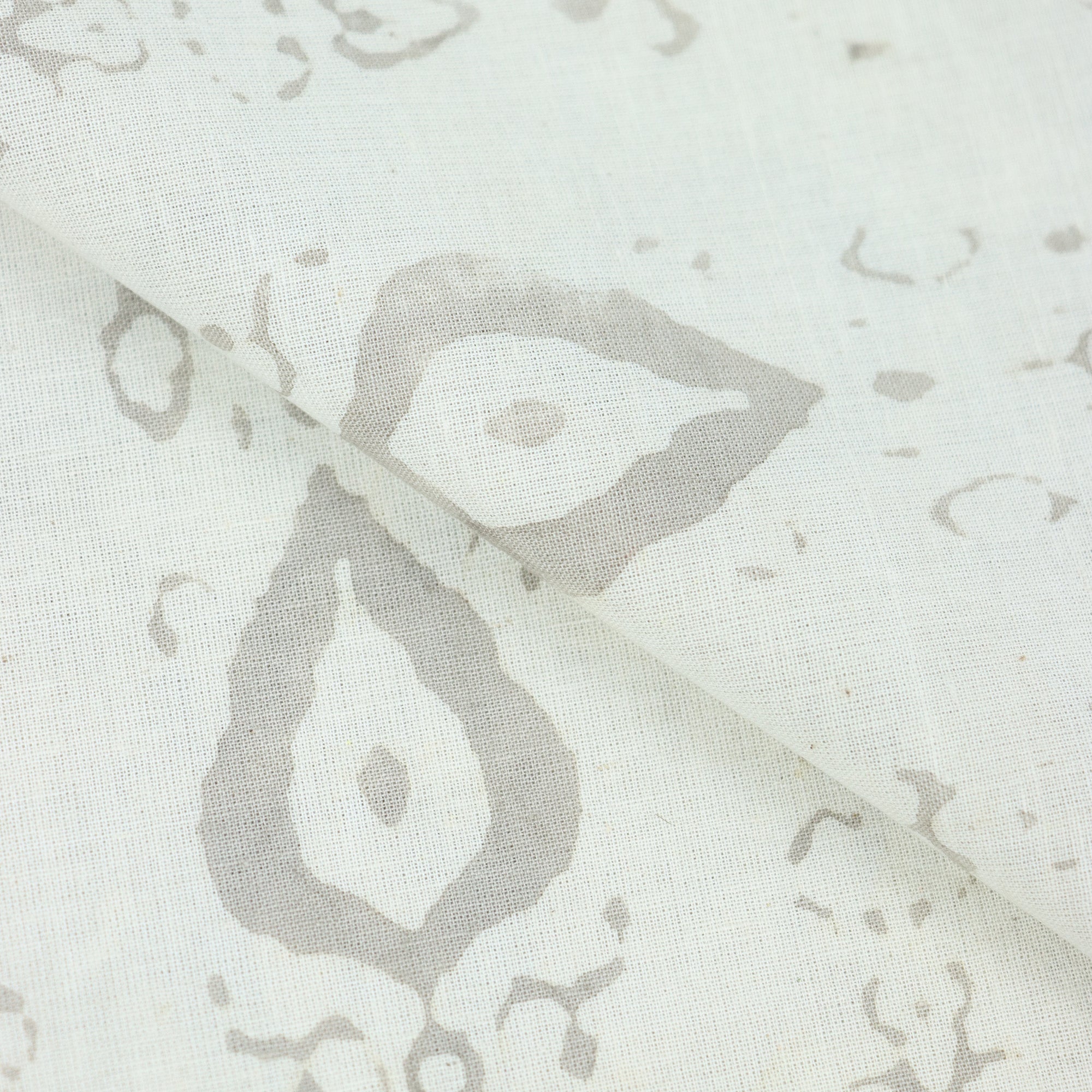 Stylish Gray Leaf Kashish Hand Block Print Fabric