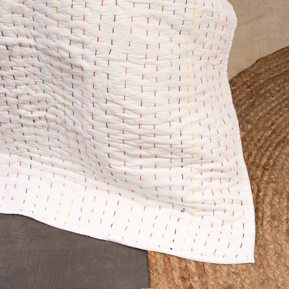 Stylish Hand Stitched Cotton Kantha Quilt Blanket