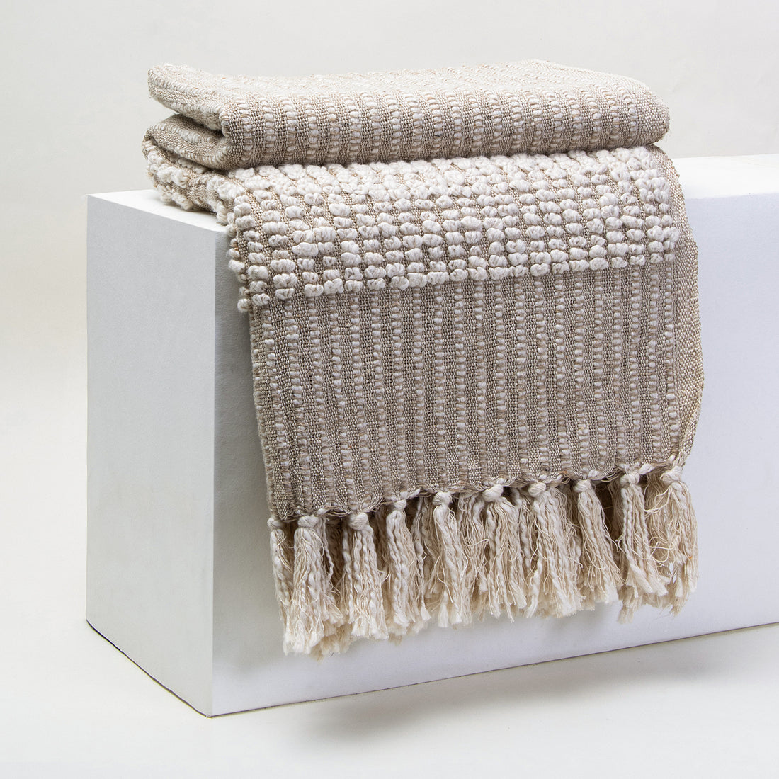 Stylish Hand Woven Cotton Reversible Throw Blanket