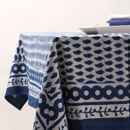 Stylish Leaf Hand Block Printed Dining Table Cover Cloth