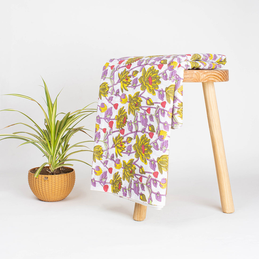 Stylish Multi Floral Hand Block Printed Cotton Fabric