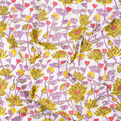 Stylish Multi Floral Hand Block Printed Cotton Fabric