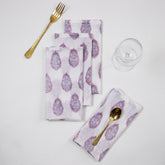 Stylish Pink Boota Hand Printed Cotton Table Napkins