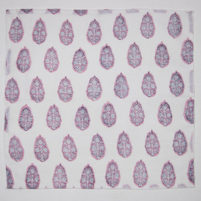 Stylish Pink Boota Hand Printed Cotton Table Napkins