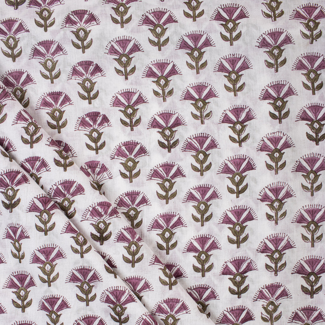 Stylish Purple Floral Block Print Fabric