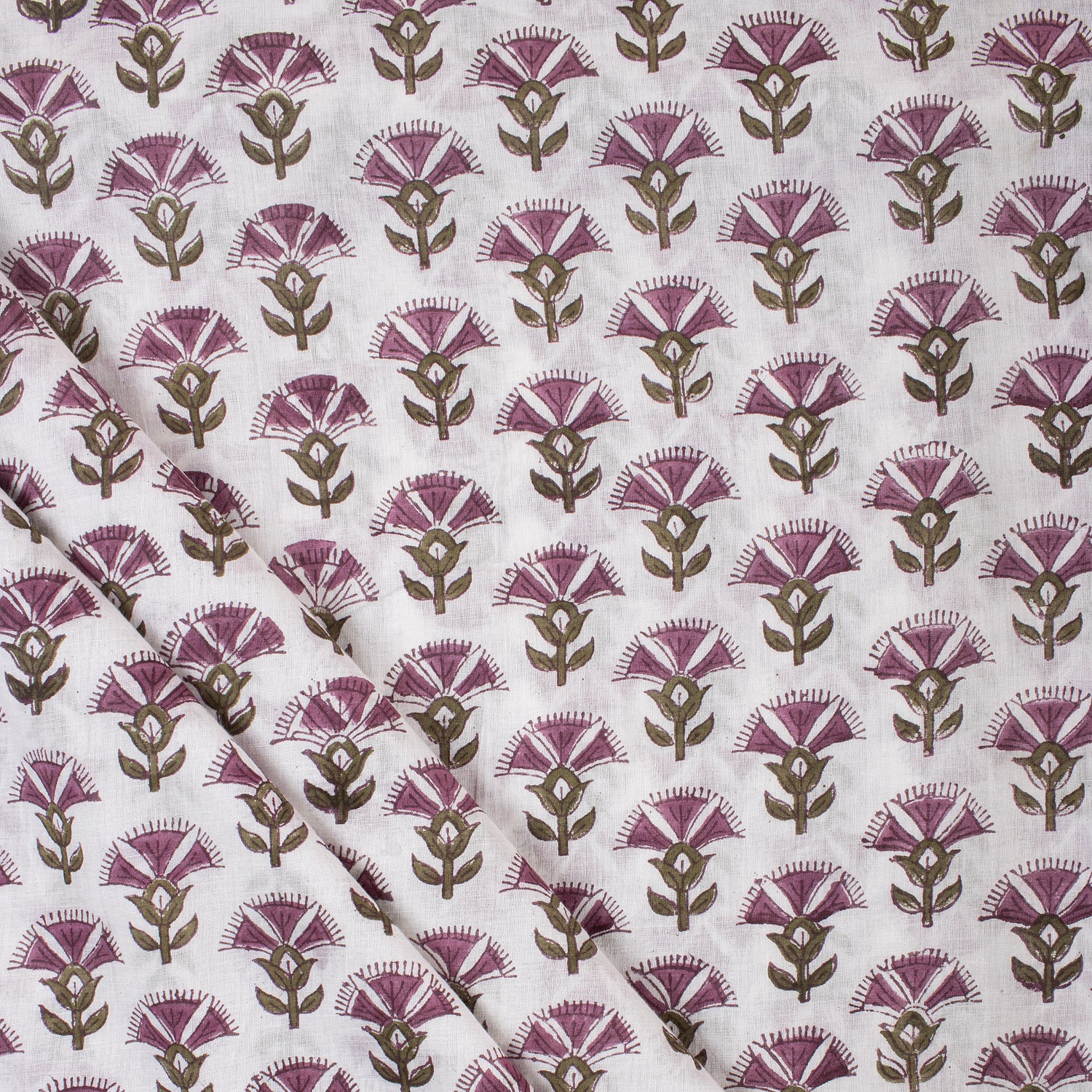 Stylish Purple Floral Block Print Fabric