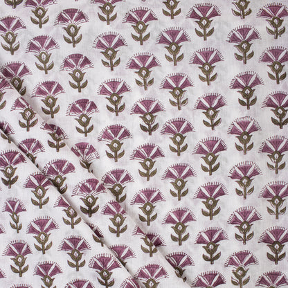 Stylish Purple Floral Block Print Fabric