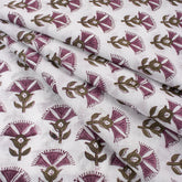 Stylish Purple Floral Block Print Fabric