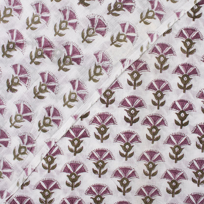 Stylish Purple Floral Block Print Fabric
