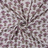 Stylish Purple Floral Block Print Fabric