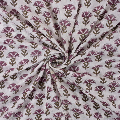 Stylish Purple Floral Block Print Fabric