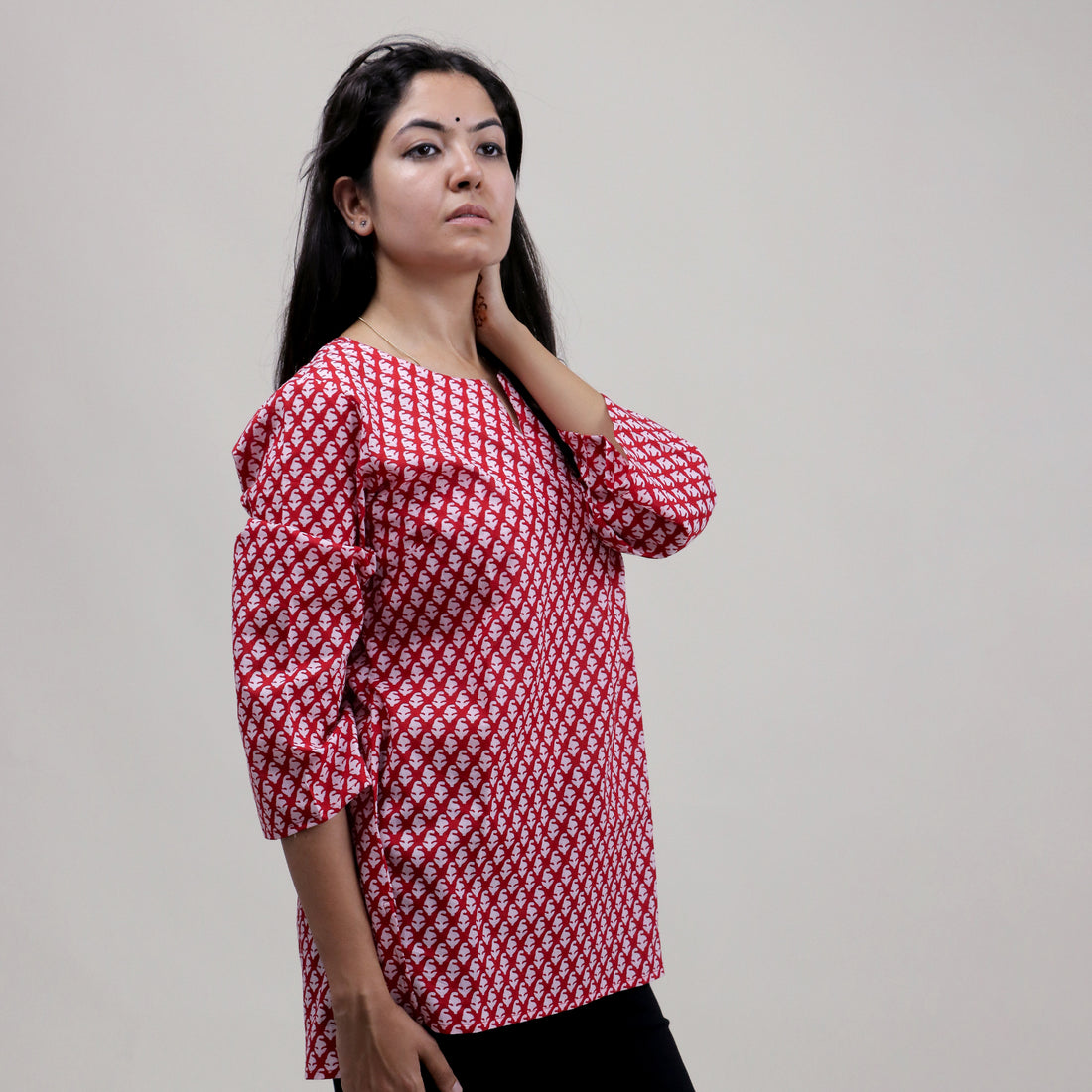 Stylish Red Handmade Cotton Kurtis For Ladies