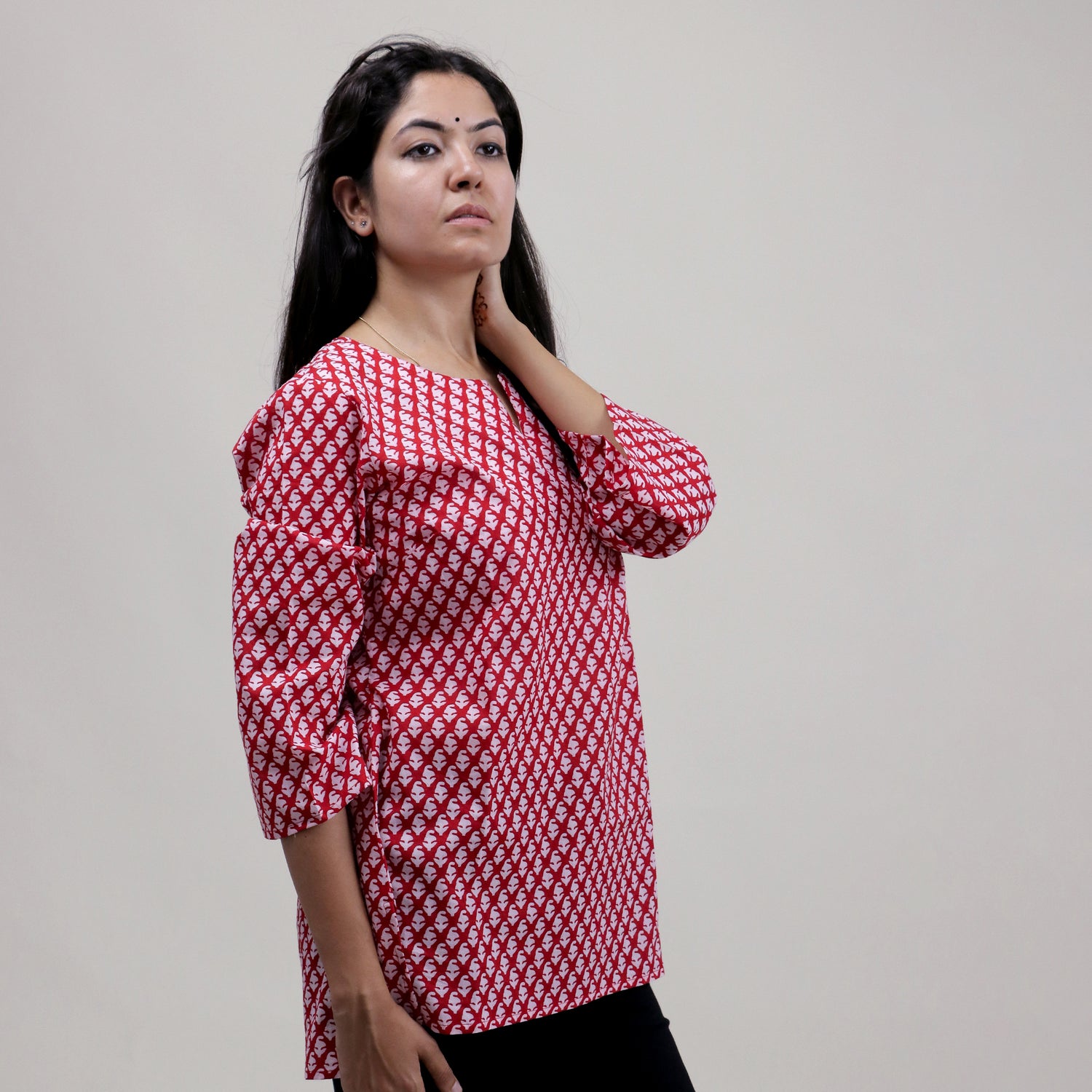 Stylish Red Handmade Cotton Kurtis For Ladies
