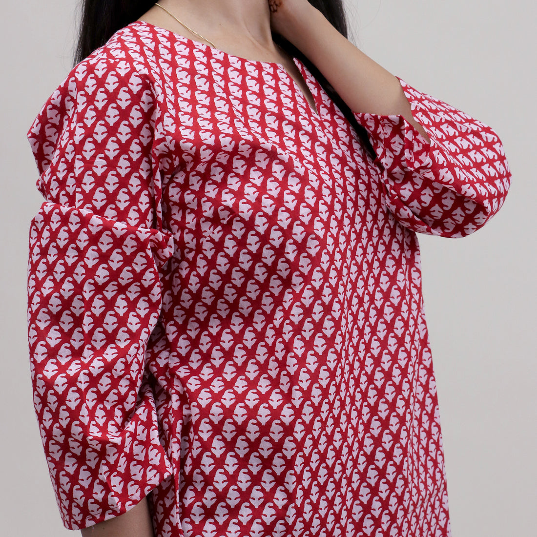 Stylish Red Handmade Cotton Kurtis For Ladies