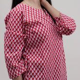 Stylish Red Handmade Cotton Kurtis For Ladies
